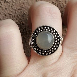 New Natural Moonstone 925 Silver Poison Ring.